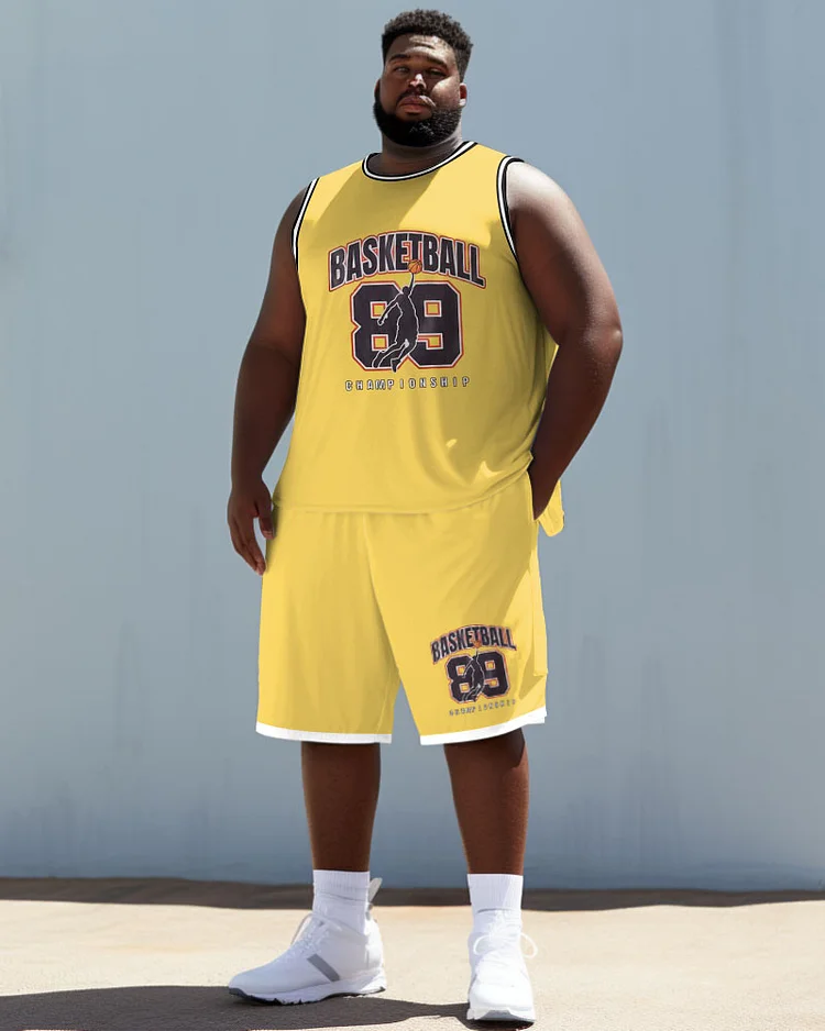 Men's Large Size Basketball 89 Vest Sports Two-Piece Set