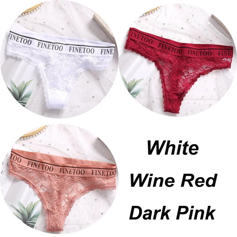 3PCS/Set Women Lace Panties Sexy G-string Underwear Female Underpants Floral Solid Color Briefs Lingerie Sexy Thong Panties M-XL