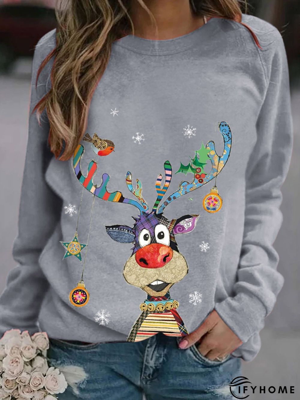 New Women Fashion Vintage Holiday Shift Casual Sweatshirt | IFYHOME