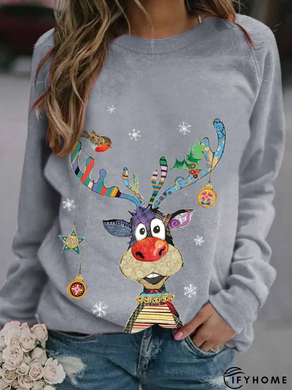 New Women Fashion Vintage Holiday Shift Casual Sweatshirt | IFYHOME
