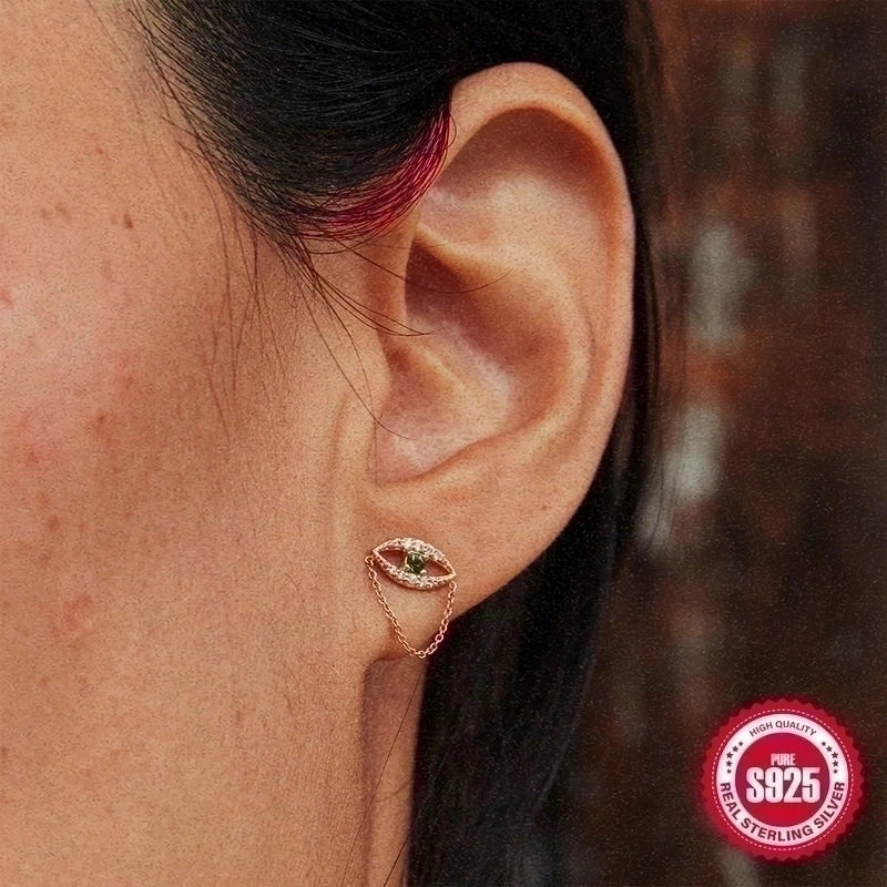 1 Pair Sterling Silver Zircon Geometric Earrings