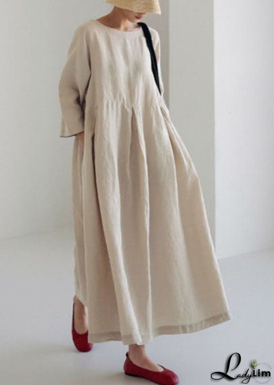 Deep Blue Floral Cotton Dresses Pockets Patchwork Summer