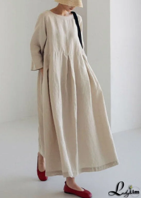 Deep Blue Floral Cotton Dresses Pockets Patchwork Summer