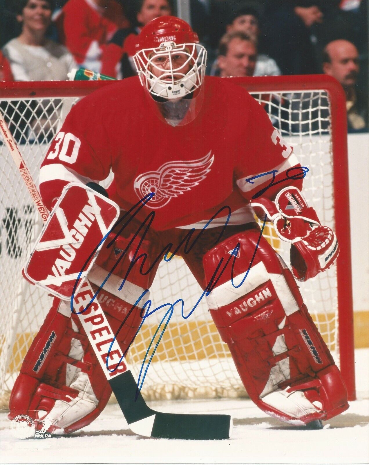 CHRIS OSGOOD FULL NAME SIGNED DETROIT RED WINGS 8x10 Photo Poster painting with w/COA