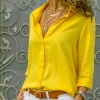 Gioiacombo™ Camicia in chiffon con bottoni scollo a V