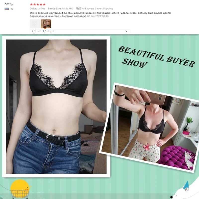 Sexy Underwear Set Ultra-thin Bra Set Women Satin Lingerie 3/4 Cup Bras Wire Free Bralette Lace Secret Erotic Black Underwear