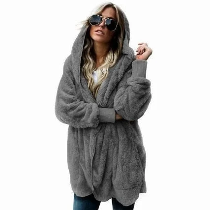 2021 plush warm top mid-length double-sided anti-fur coat oversized sweatshirt