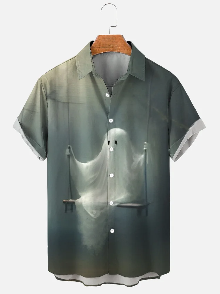 Men's Halloween Ghost Print Shirt