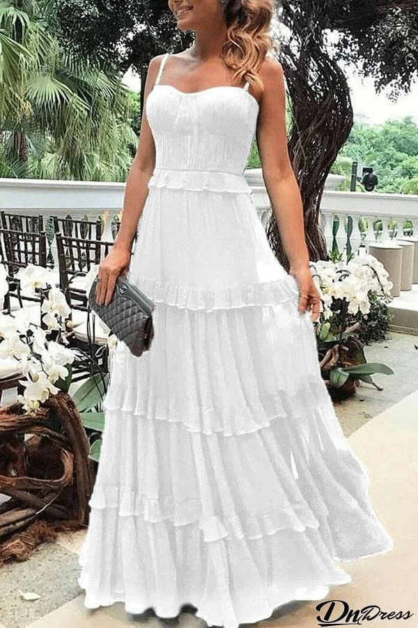 Bohemian V-neck Off-shoulder Sling Resort Maxi Dress