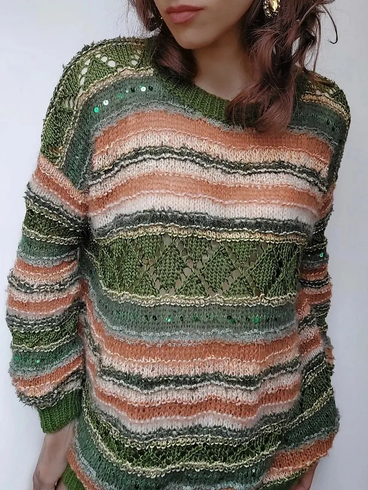 Christmas Sequin Gradient Rainbow Ugly Sweater Plus Size