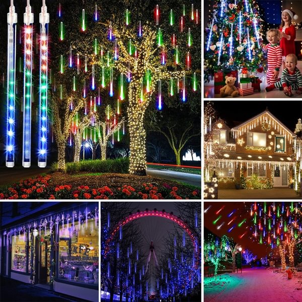 8PCS/1SET 30CM Waterproof LED Meteor Shower Rain Lights Falling String Lights for Outdoor Home Garden Wedding Party Holiday Christmas Lights - Shop Trendy Women's Fashion | TeeYours