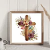 (Stamped/Counted) Wooden Flower Cross - 11CT Cross Stitch 40*40cm
