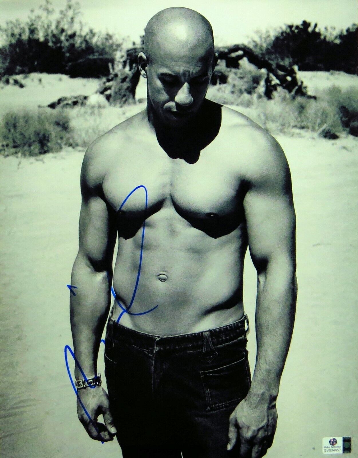 Vin Diesel Signed Autographed 11X14 Photo Poster painting Fast and Furious Sexy B/W GV834957