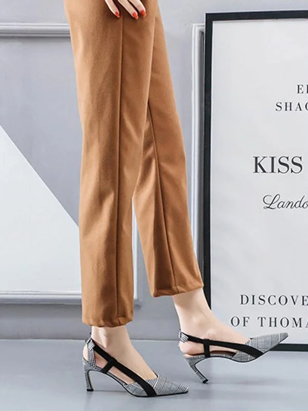 Small pointed toe plaid fashion high-heeled bowknot women's sandals