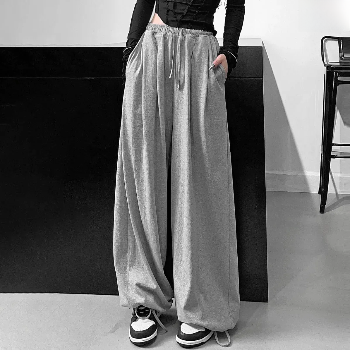 Playbrixx High-waisted Slimming Casual Versatile Harem Pants Loose-fit Wide-leg Bloomers For Women Trendy Fashionable Spring Autumn Pants
