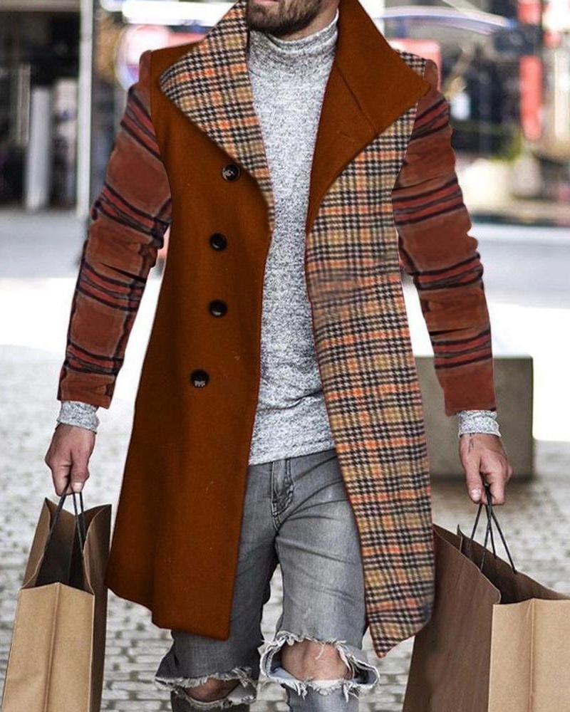 men's stitching plaid print jacket