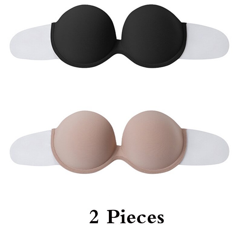 Uaang GUUDIA Backless Bra Push Up Strapless Bras Adhesive Bra Sticky Invisible Bra for Sexy Dress Nude Bra Underwire Bras for Women