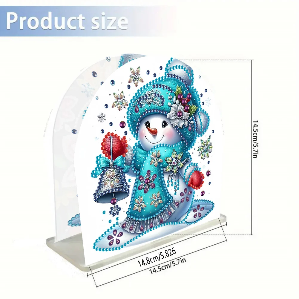 DIY Christmas Snowman Acrylic DIY 5D Diamond Art Painting Napkin Holder Set