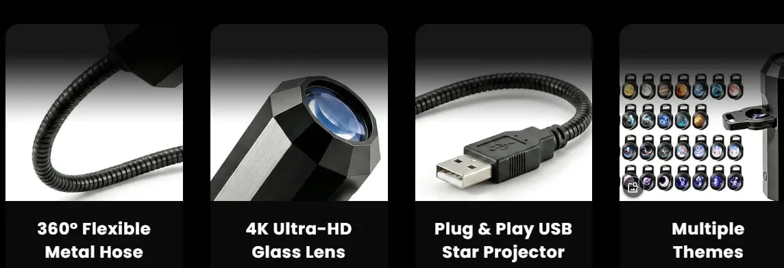 360 degree flexible gooseneck arm for USB star projector