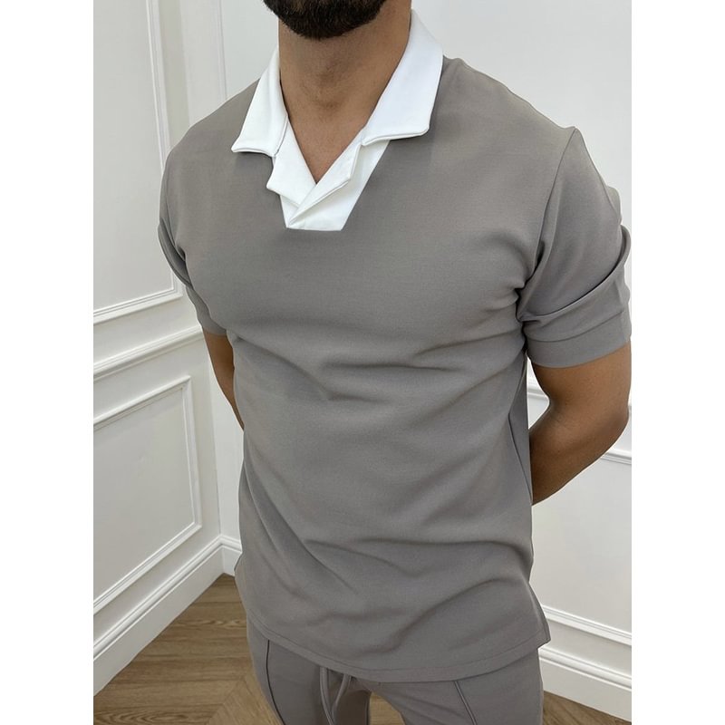 Spring New Collar Contrast Polo Short Sleeves-Compassnice®