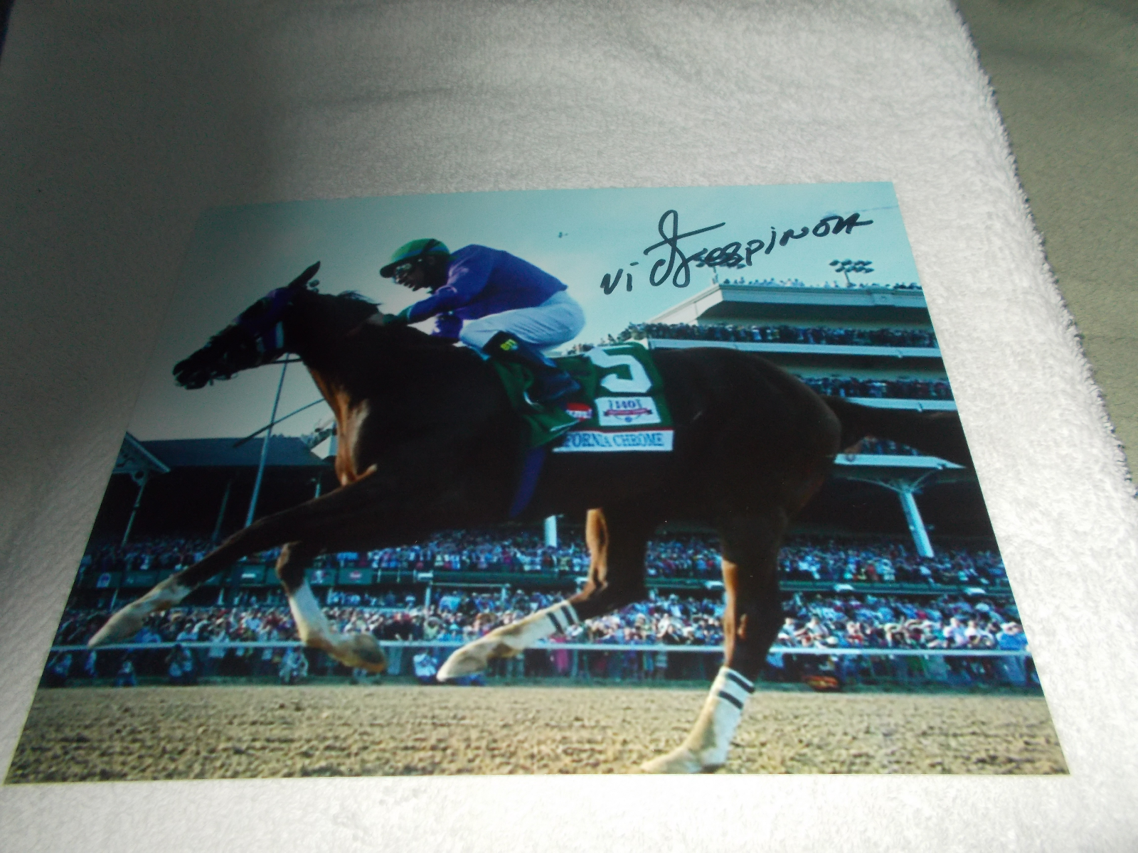 VICTOR ESPINOZA CALIFORNIA CHROME SIGNED 2014 KENTUCKY DERBY 8x10 Photo Poster painting CHAMPION