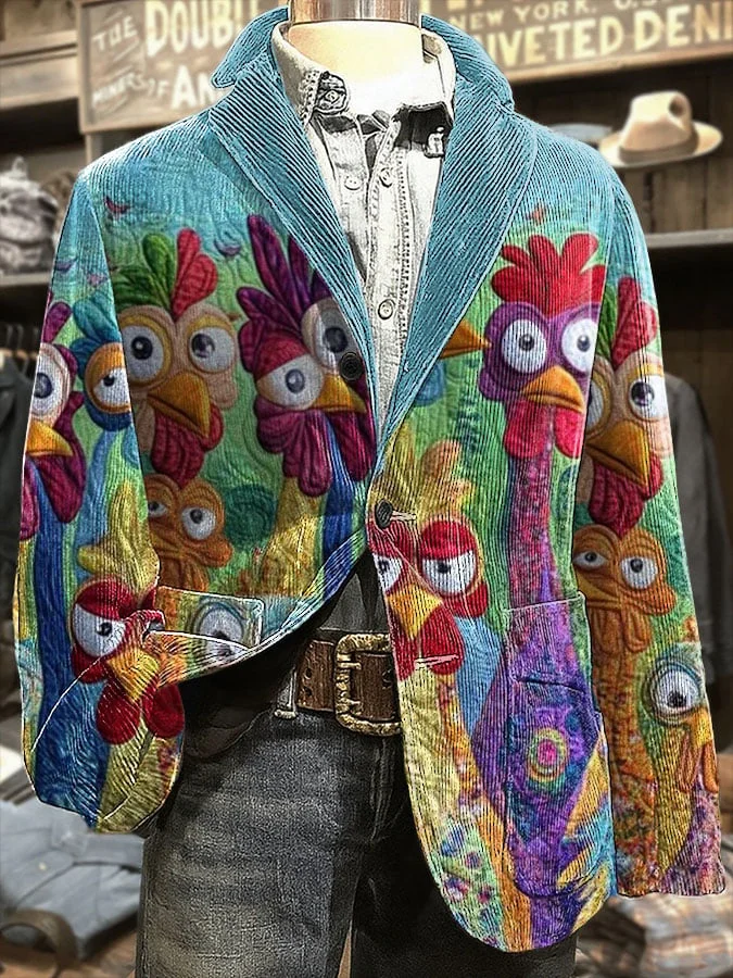 Men's Retro Thanksgiving Turkey Casual Blazer 