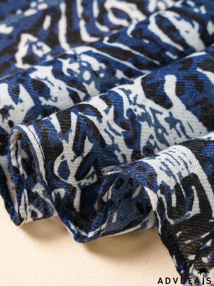 Allover Print Tassel Trim Scarf