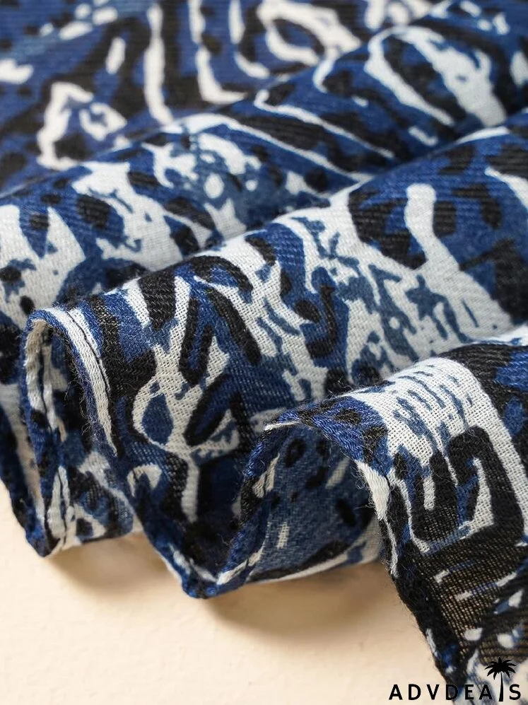 Allover Print Tassel Trim Scarf