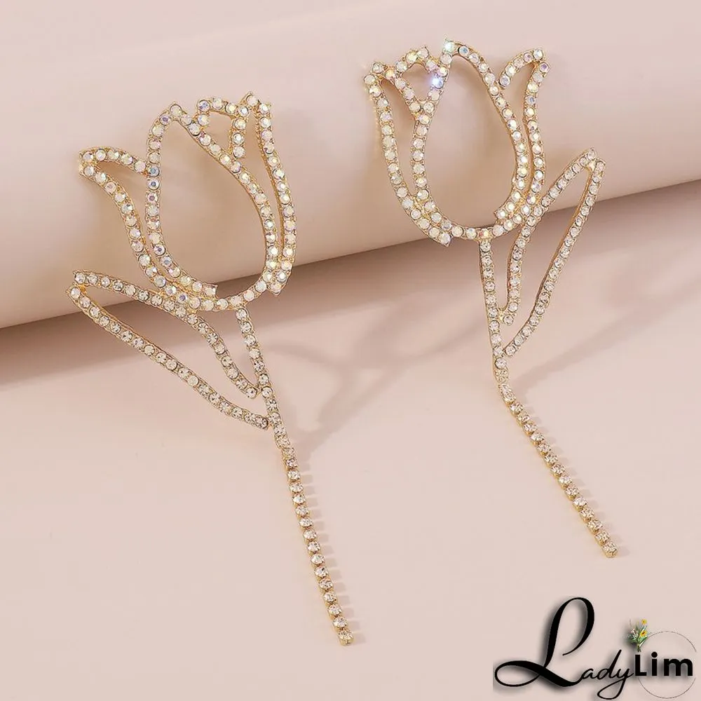 Pink Casual Patchwork Rhinestone Earrings