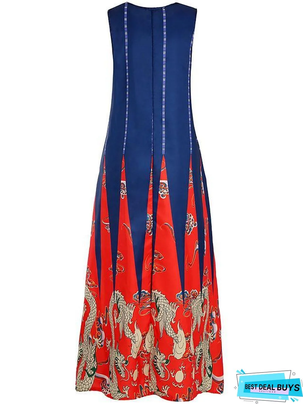 Women's Tunic Maxi Long Dress Sleeveless Tribal Print Summer Plus Size Hot Casual White Black Blue Red Green