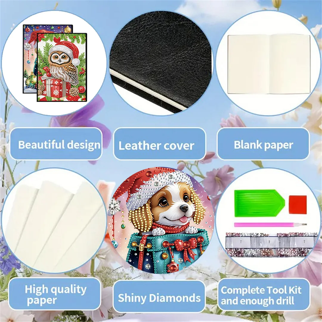 2pcs Xmas Animals Partial DIY 50 Pages A5 Diamond Painting Notebook for Study