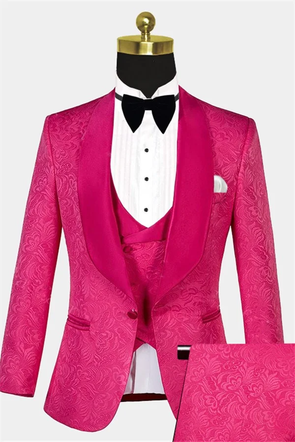 Best Wedding Suits With One Button For Groom Pink