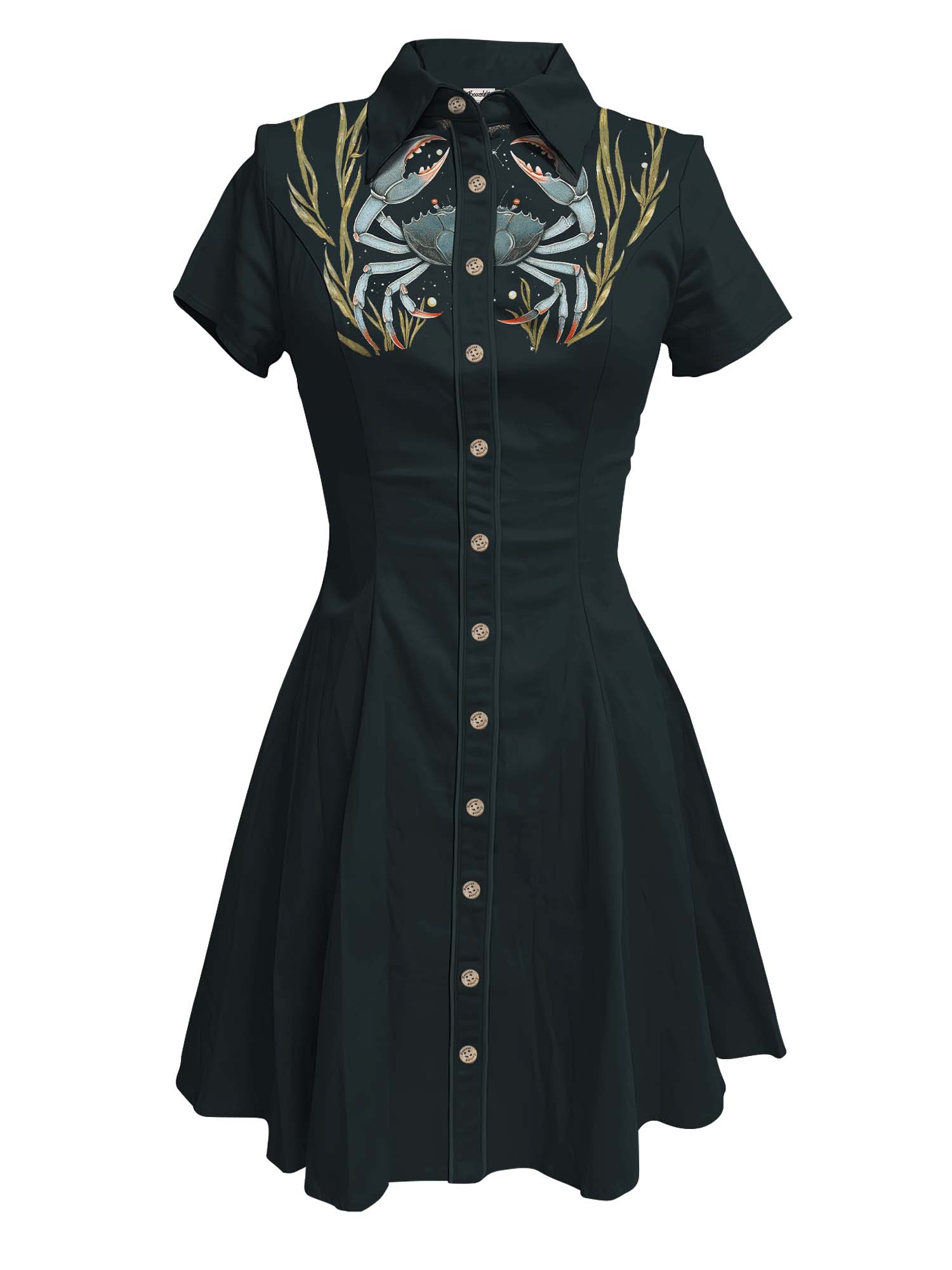 Water Plants And Crabs  - 100% Cotton Dress