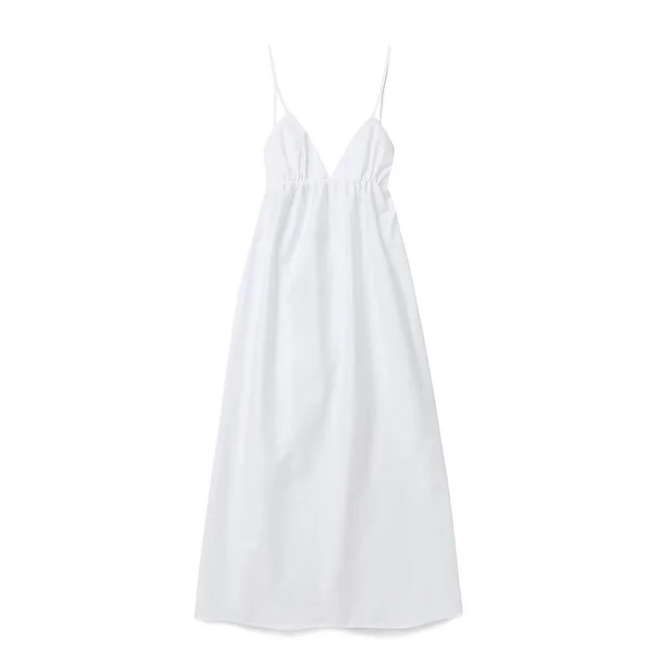 V-neck High Waist Halter Back Maxi Dress