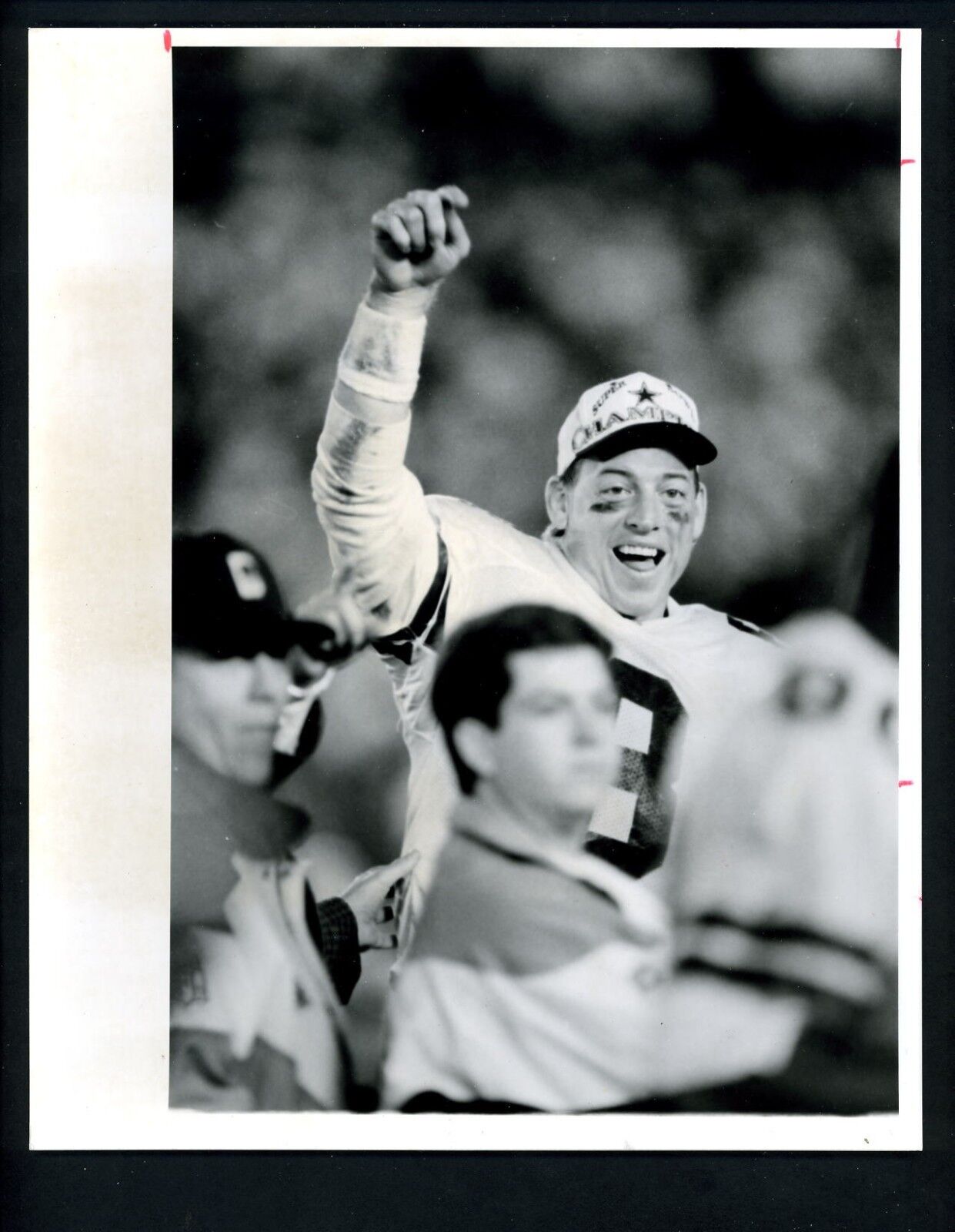 Troy Aikman Super Bowl XXVII Celebration 1993 Press Photo Poster painting Dallas Cowboys