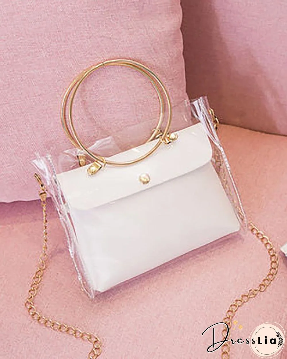 Clear Square Satchel Bag With Inner Pouch