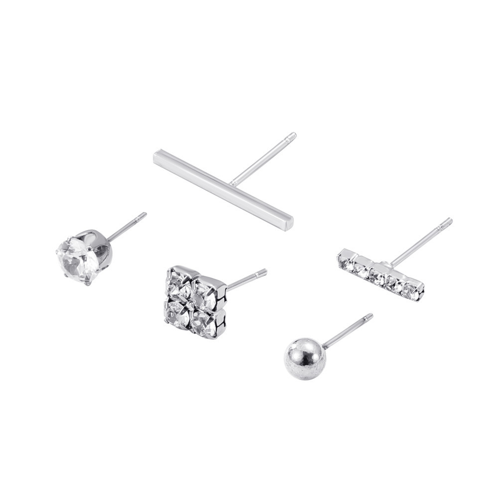 Geometric Stud Gold Plated Earrings Set