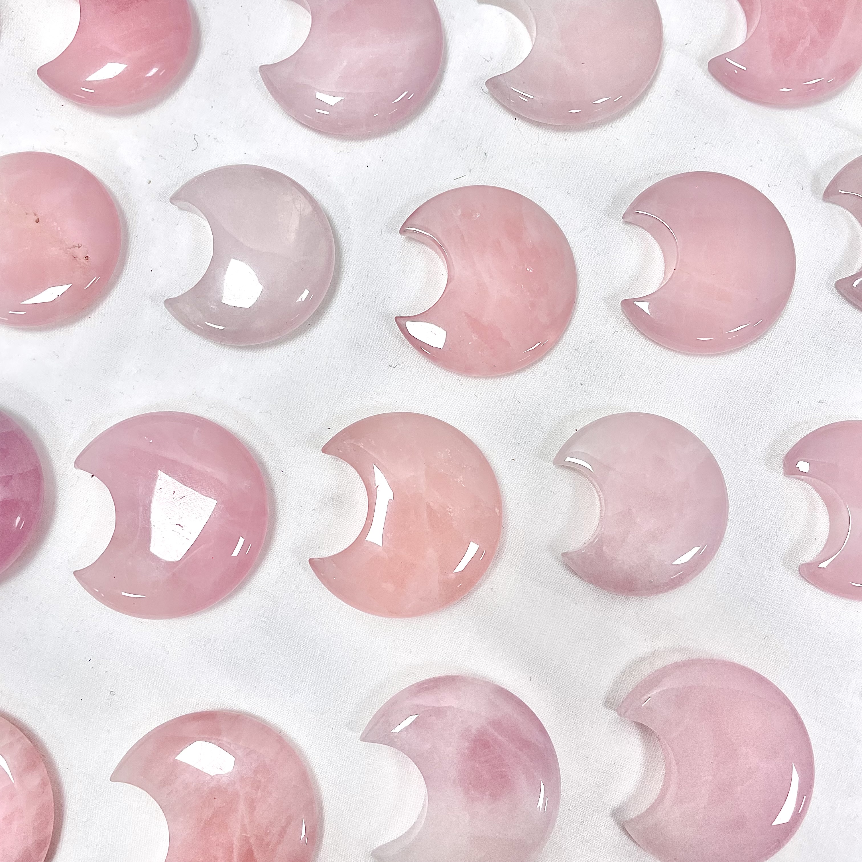 Rose Quartz Moon Palm Stone