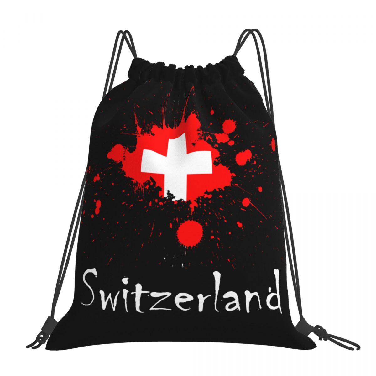 Switzerland Ink Spatter Foldable Sports Gym Drawstring Bag