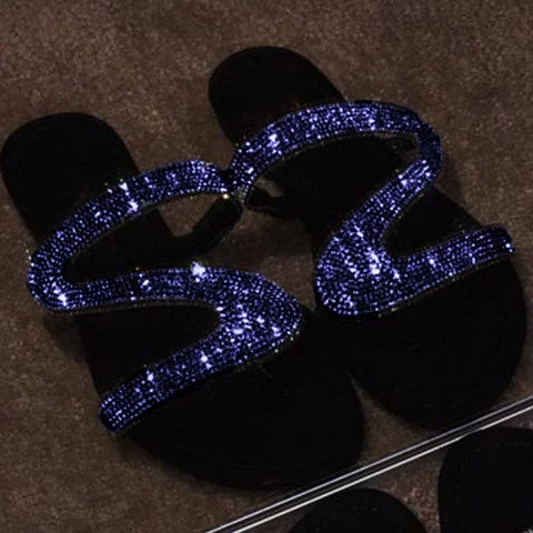 Women's rhinestone slide sandals glitter sparkly slides beach sandals