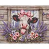 Vache de ferme r&eacute;tro - perceuse ronde peinture diamant - 50*40cm