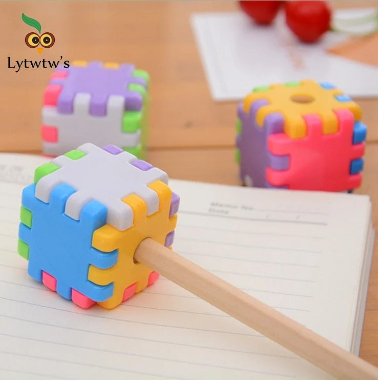 1 PCS Lytwtw's Kawaii Creative Blocks Pencil Sharpener Stationery School Office Supplies Novelty Kid Rubik's Gift Cube Funny Toy