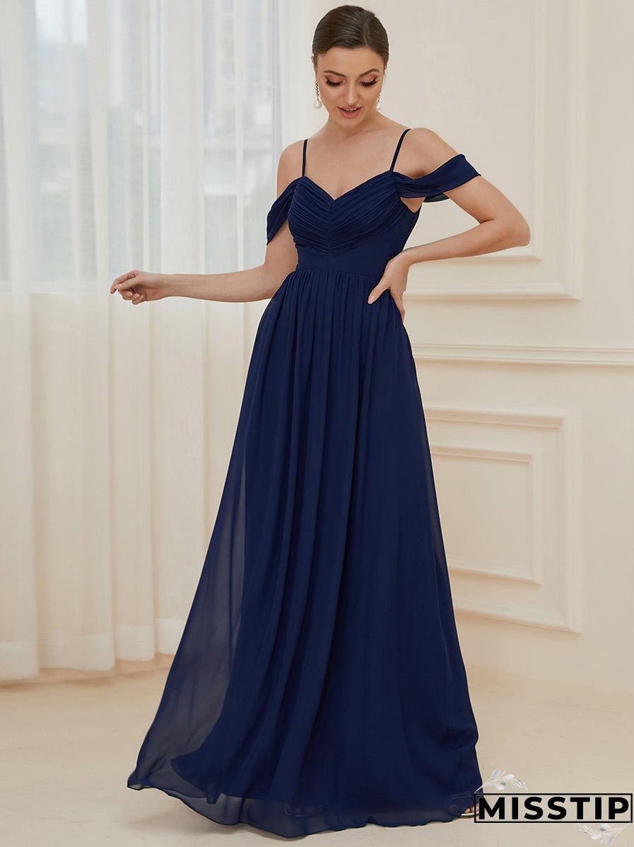 A Line Floor Length Deep V Neck Wholesale Bridesmaid Dresses
