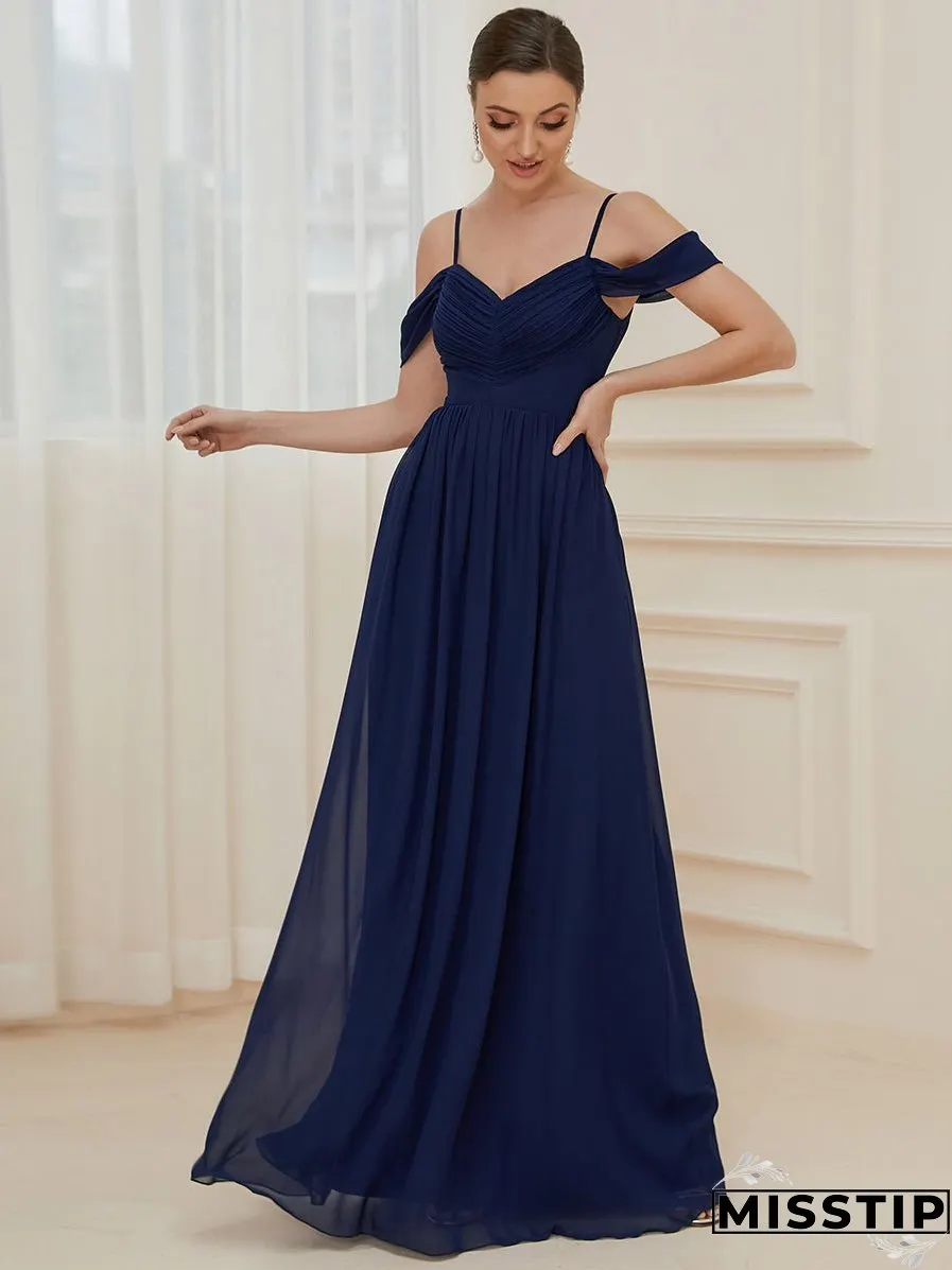 A Line Floor Length Deep V Neck Wholesale Bridesmaid Dresses