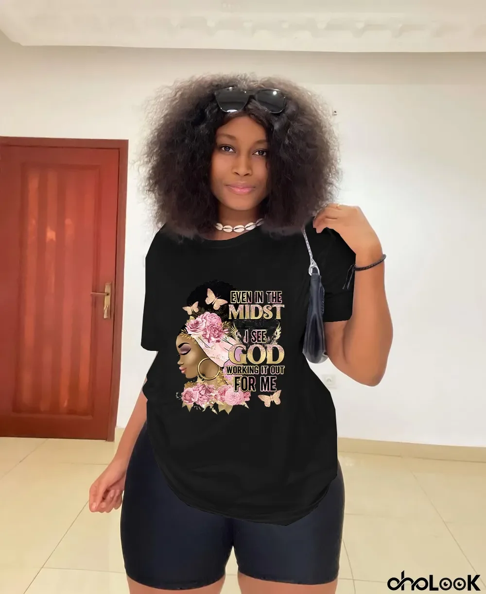 Plus Size Print Short Sleeve T Shirt