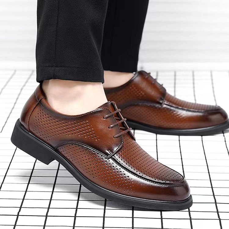 Fashion non-slip round toe business casual leather shoes