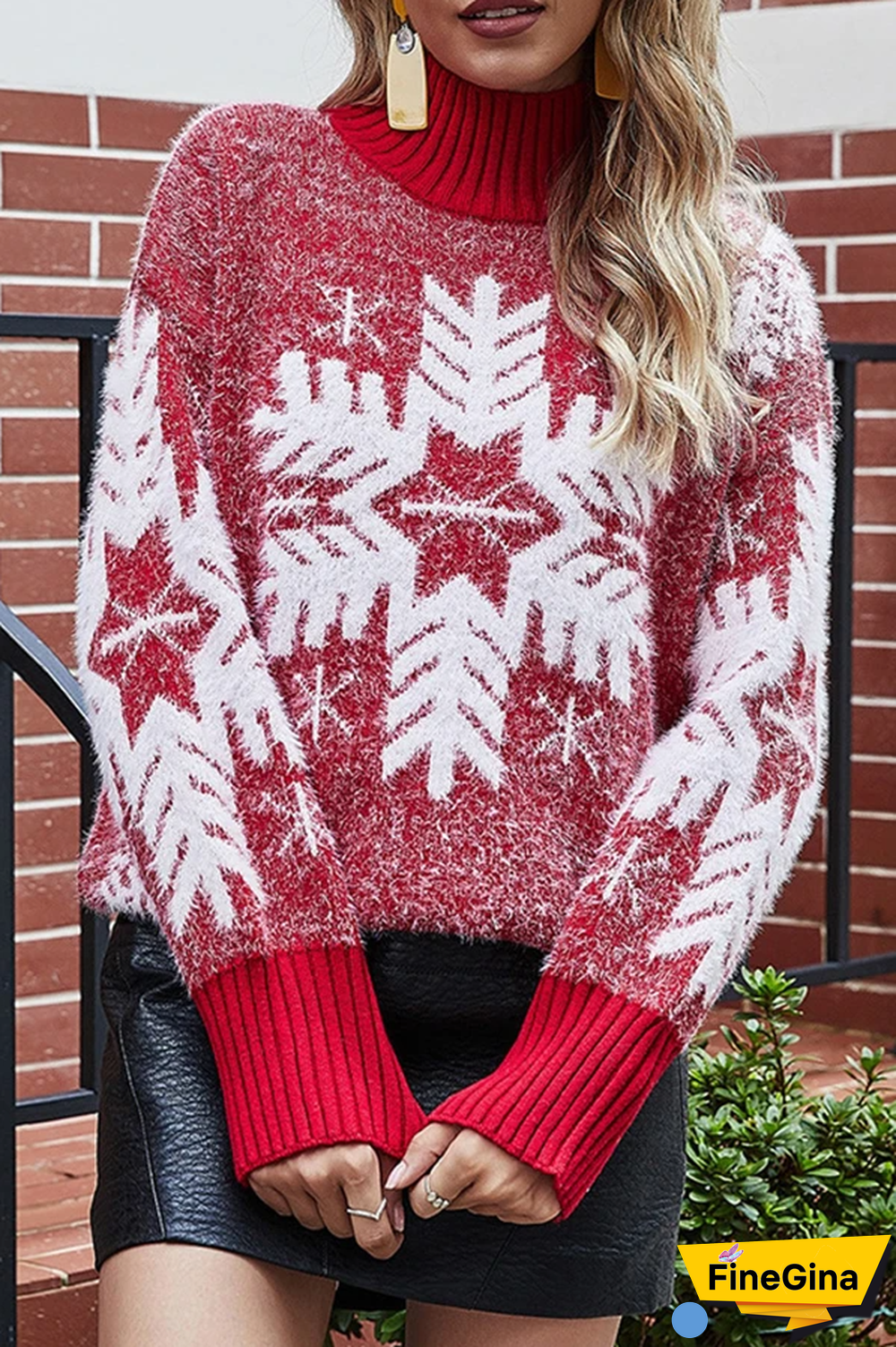 Sweet Snowflake High Neck Sweater