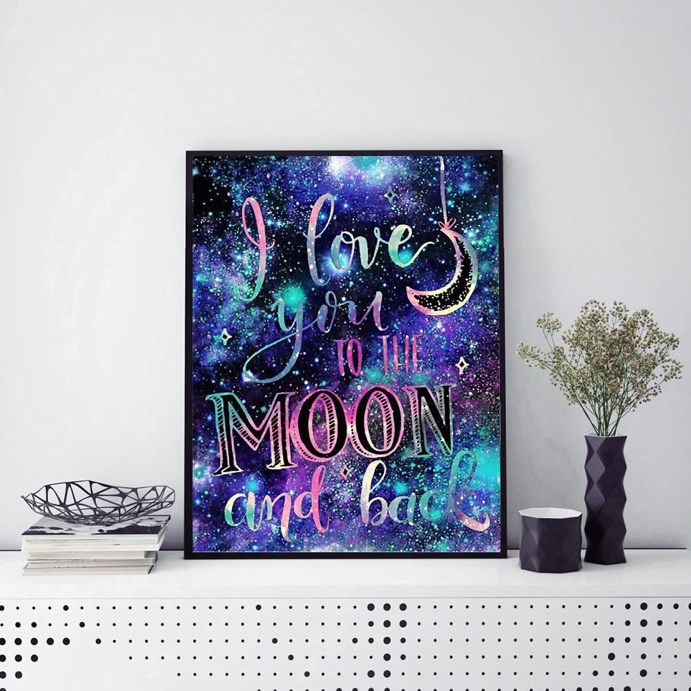 

(Multi-Size Round/Square) I Love You to the Moon And Back Night Sky Quotes - Diamond Painting - 30*40CM/40*50CM, Round diamond 40*50cm, 501 Original