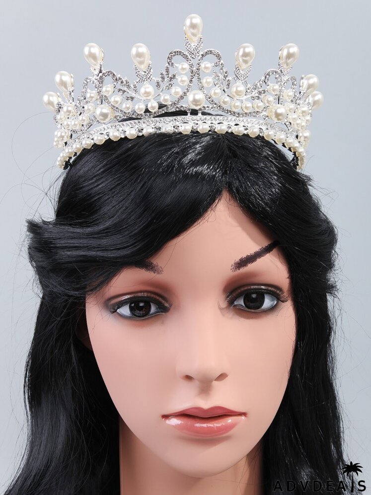 Faux Pearl Decor Crown Design Headband