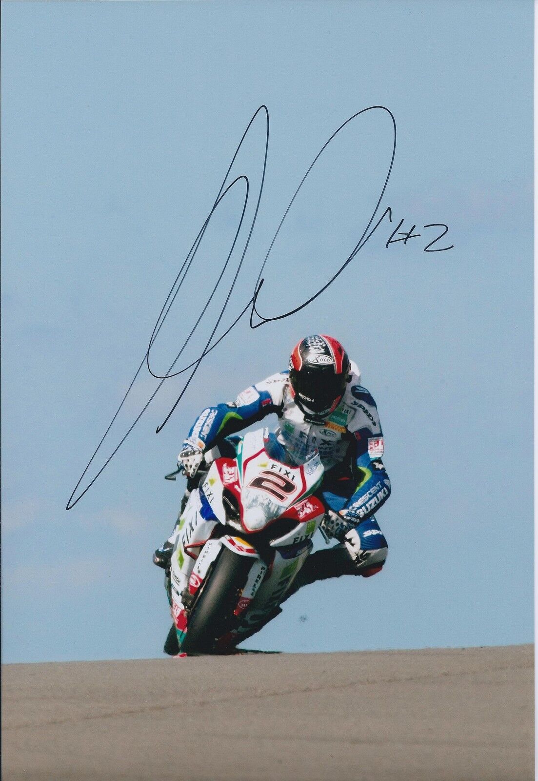 Leon CAMIER 12x8 SIGNED Suzuki Crescent FIXI Photo Poster painting Superbike Autograph AFTAL COA